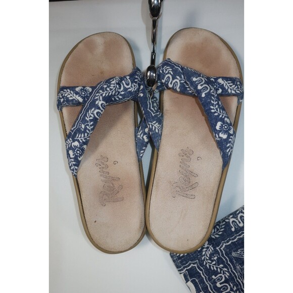 Vintage Reyn Spooner Hawaiian Dress w/  Sandals Blue White Floral Kaftan Size XL - Picture 4 of 7